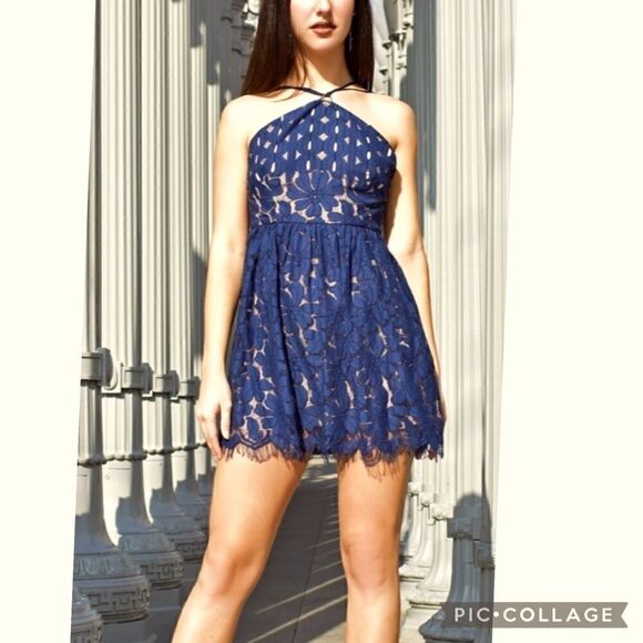 StyleStalker lace sleeveless halter mini dress/ skater dress - Picture 2 of 16
